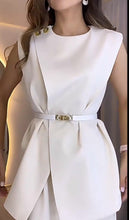 Load image into Gallery viewer, Round neck ensemble sleeveless with belt - * FREE SHIPPING *
