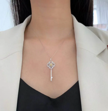 Load image into Gallery viewer, AU750 White Gold Clover Key Pendant Necklace
